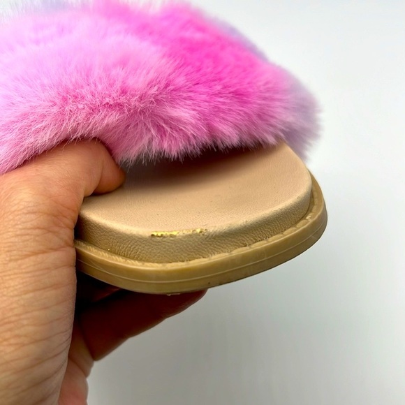 Dolce Vita - Gaia Bright Multi Colorful Tye Dye Faux Fur Slide On Sandal Size 7 - Picture 6 of 14